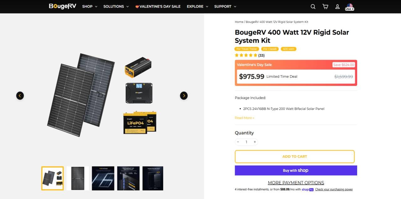 BougeRV 400W Solar Panel Kit