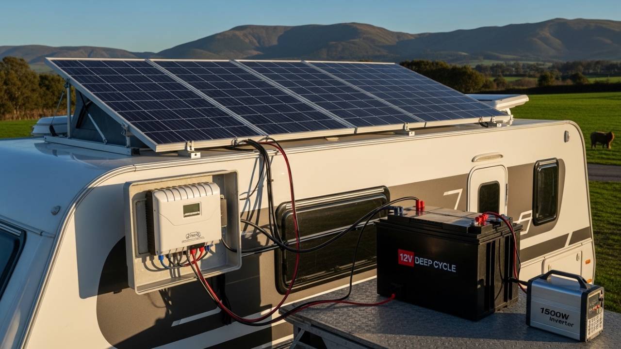 Complete Caravan Solar Panel Kit with Battery