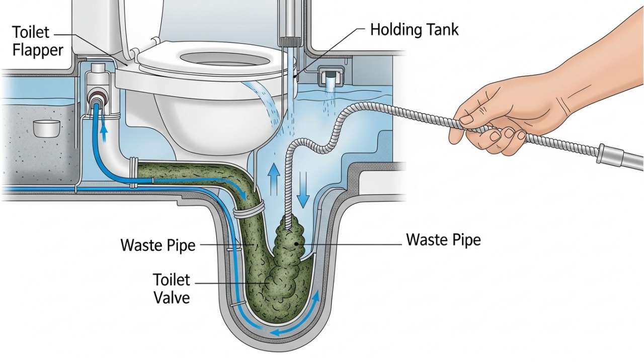 How to Break Up an RV Toilet Clog