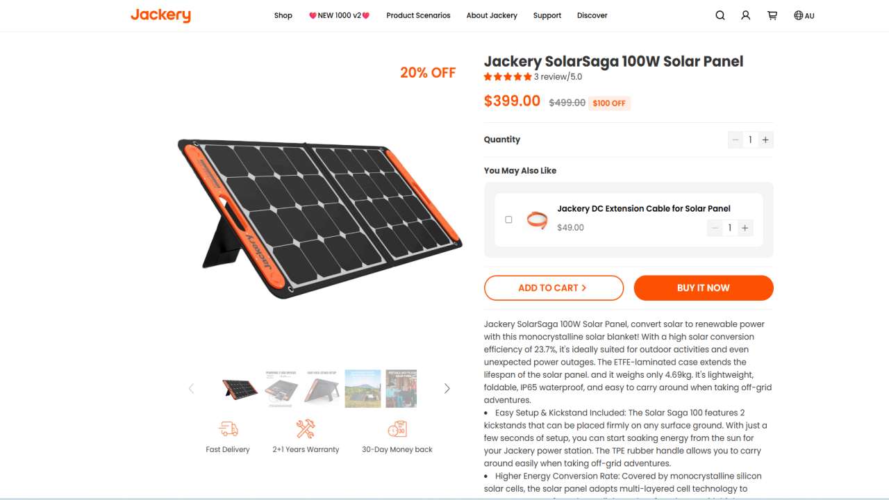 Jackery SolarSaga 200 Flexible Panels