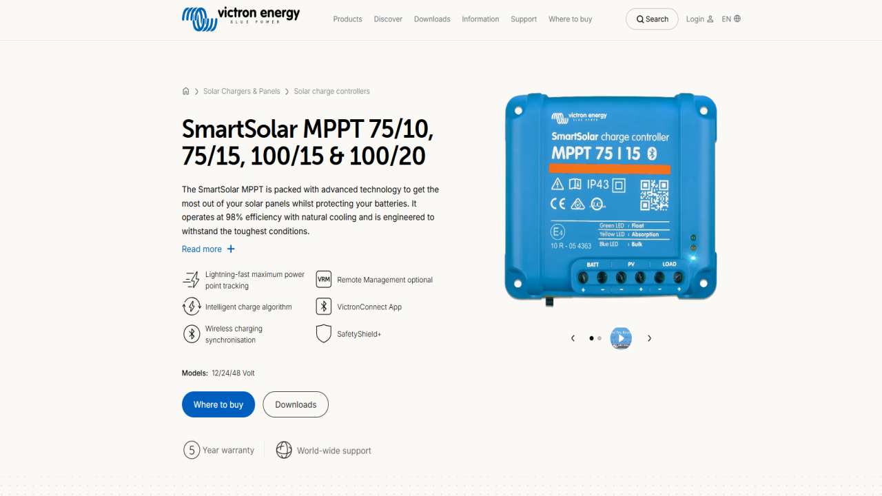Victron SmartSolar MPPT Charge Controller Integration