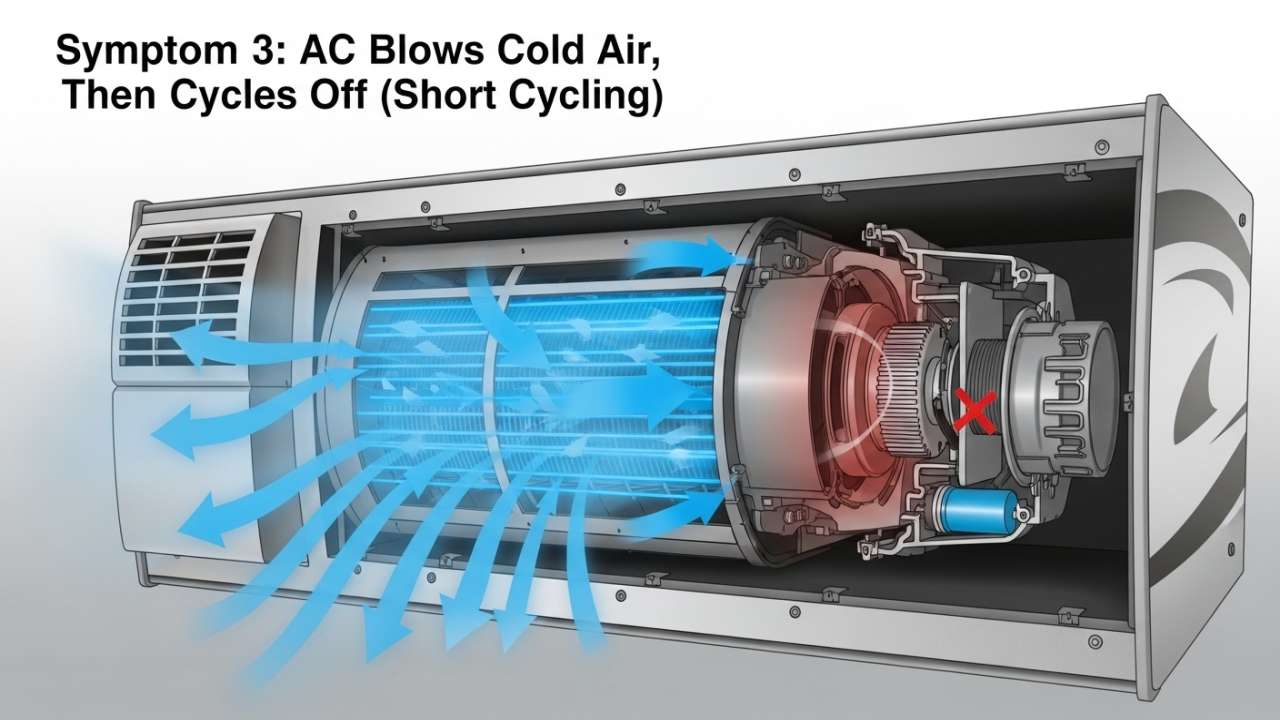 AC Blows Cold Air, Then Cycles Off (Short Cycling)