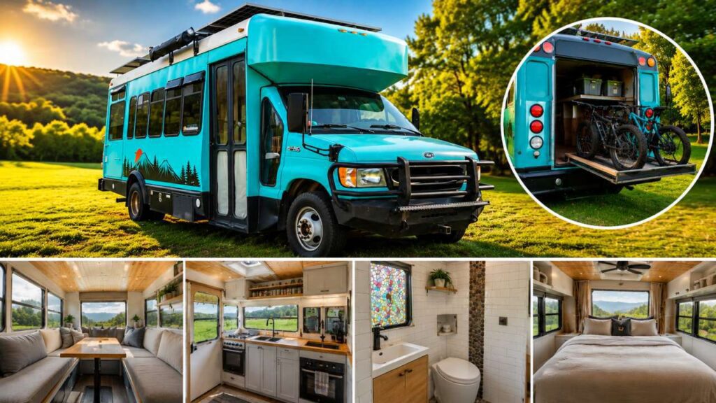 Couple Retires at 39 After Turning Old Shuttle Bus Into Stunning